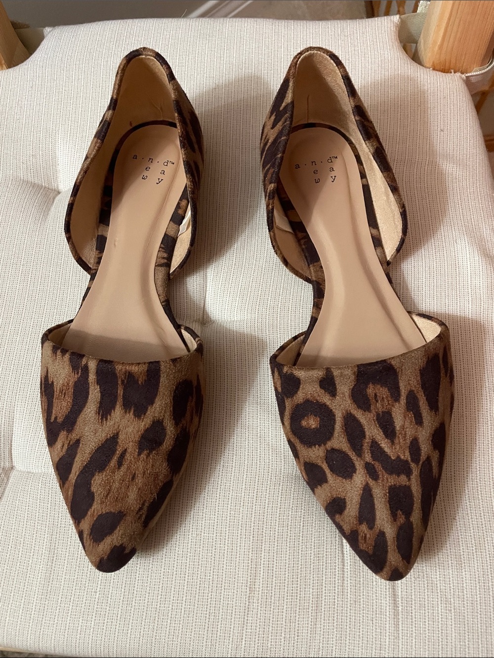 A New Day Leopard Print Pointed Toe D'Orsay Flats - Brown 7